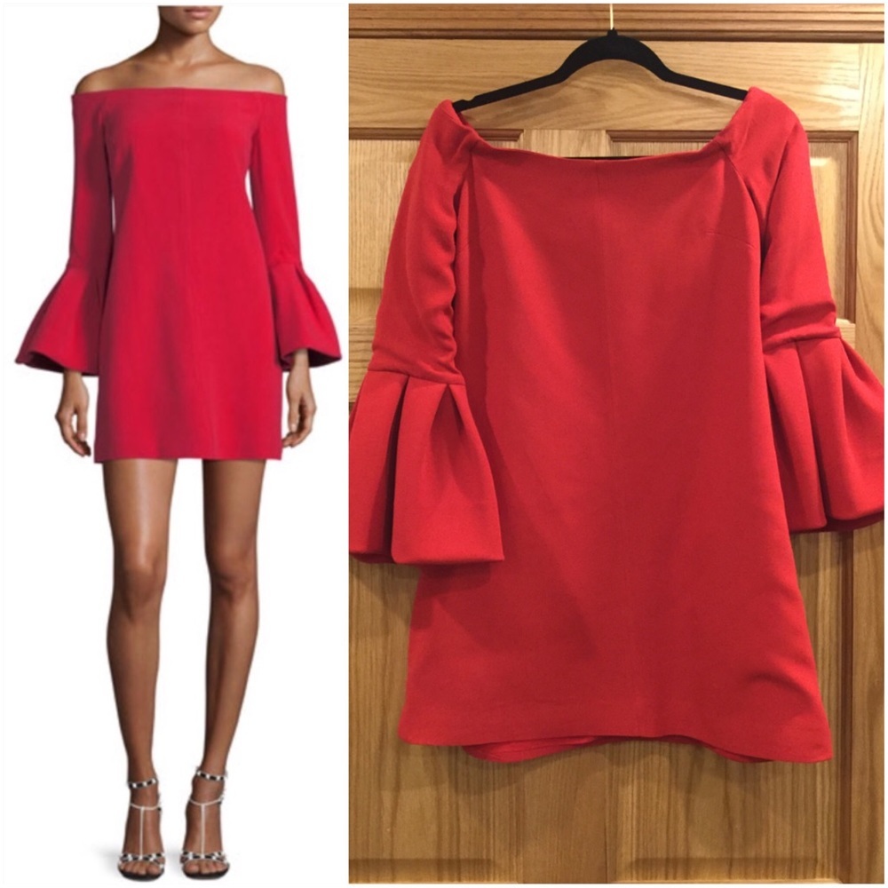 Alexis  Red Emery Off-the-shoulder Crepe Dress - Picture 2 of 8